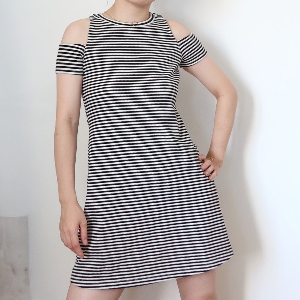 Zara striped dress with cutout sleeves